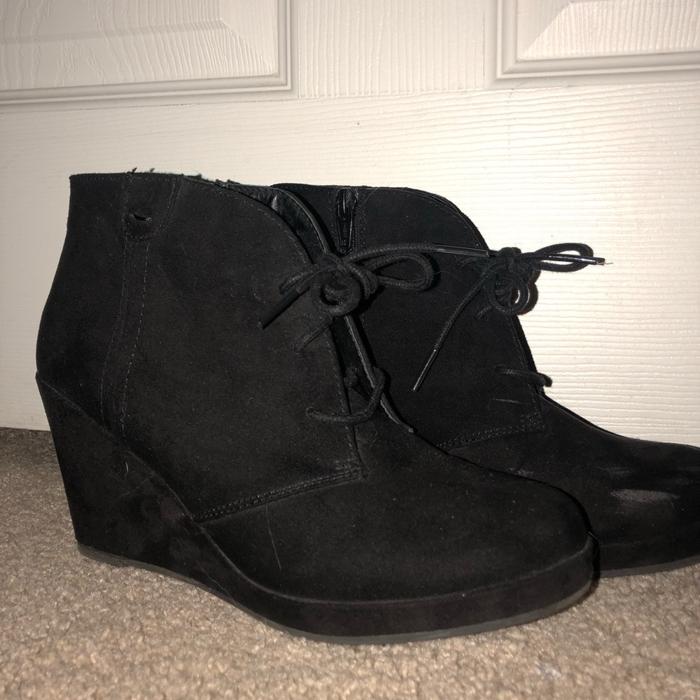 Black wedge booties